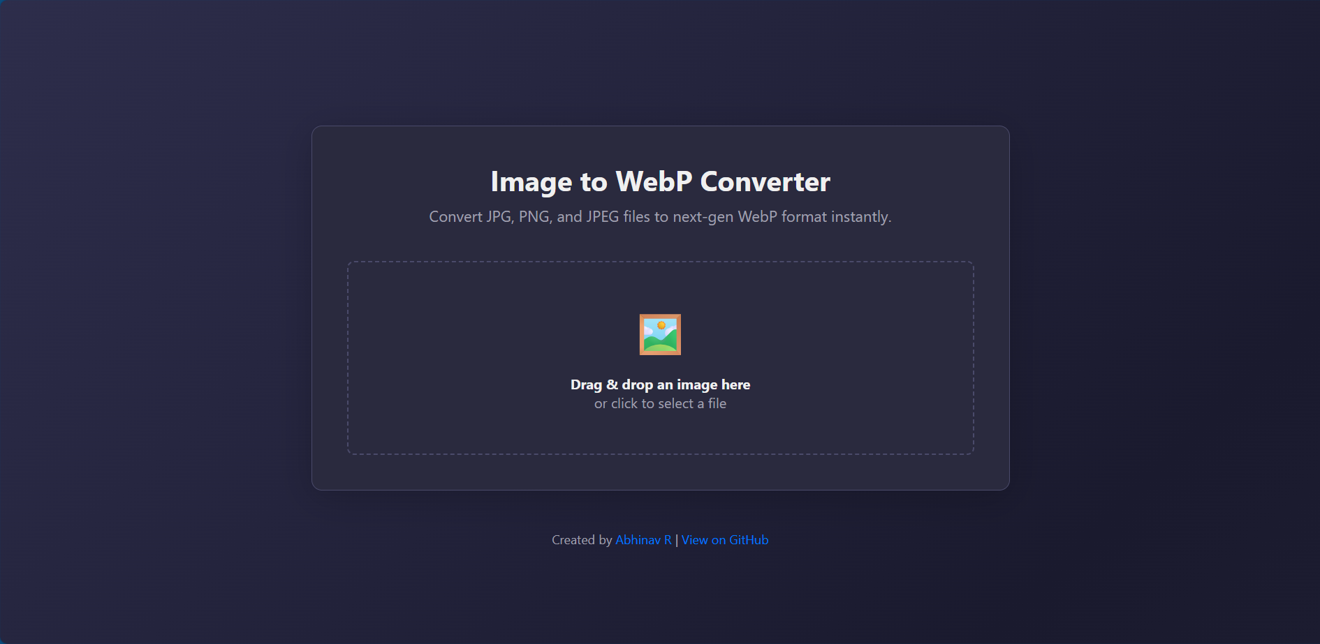 Preview of Image to WebP Converter